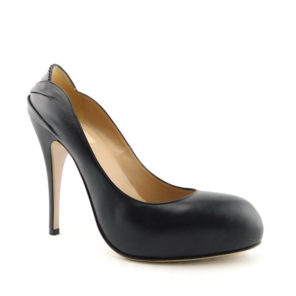 VALENTINO Black Leather Silver Stud Back Pumps 40
